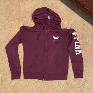 Pink VS size xs maroon thin zip up hoodie